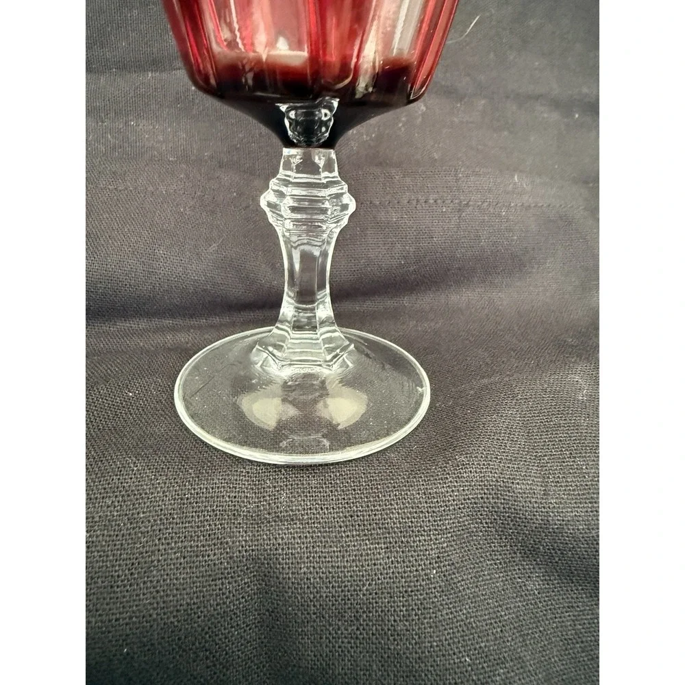 Red Ruby Glass Goblet Glossy Round Unisex Adults Drinkware 4.75 Inch Decorative‎